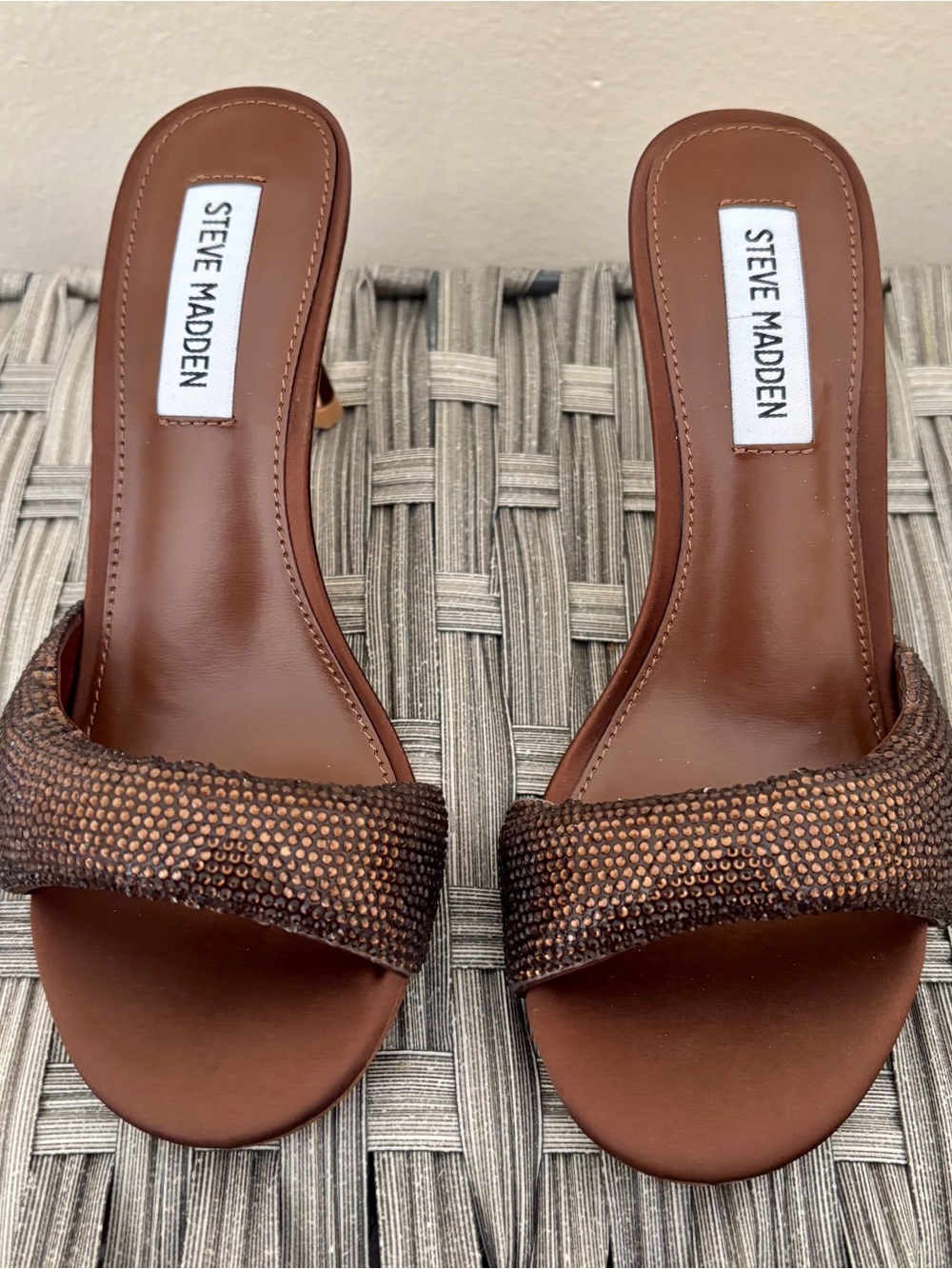 Steve Madden Brown Rhinestone Slide Mules